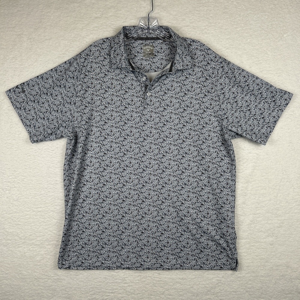 Callaway Opti Dri Men's Performance‎ Golf Polo All-Over Flamingo Print Large